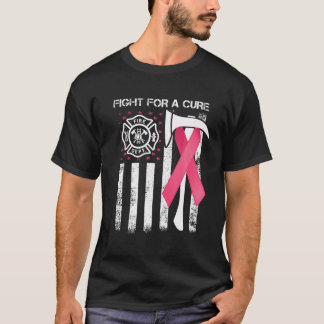 米国国旗の消防士乳がん治療のために闘う Tシャツ