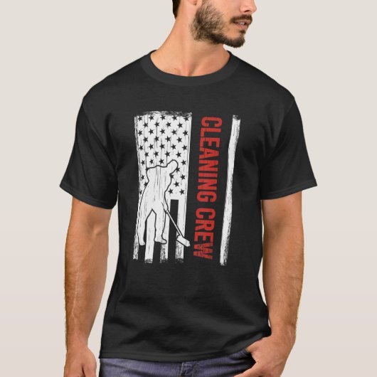 米国国旗の清掃クルー第4回7月カストディアンクル Tシャツ (正面)