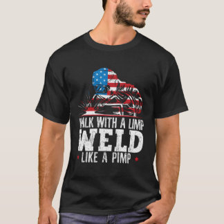 米国国旗の溶接機動揺して溶接 Tシャツ