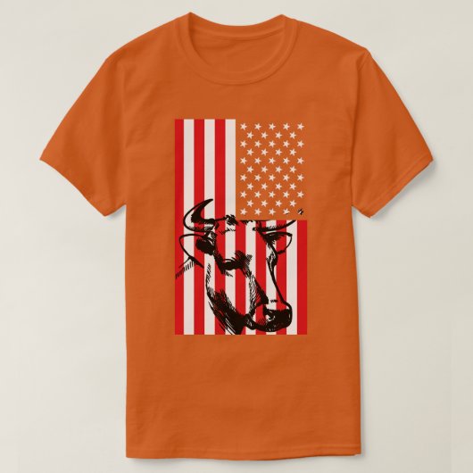 米国国旗の牛 Tシャツ (デザイン正面)