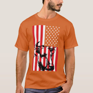 米国国旗の牛 Tシャツ