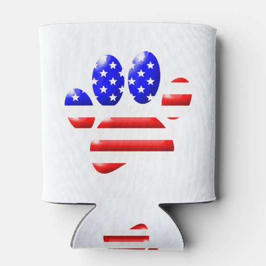 米国国旗の犬のポープリント 缶クーラー (裏面)