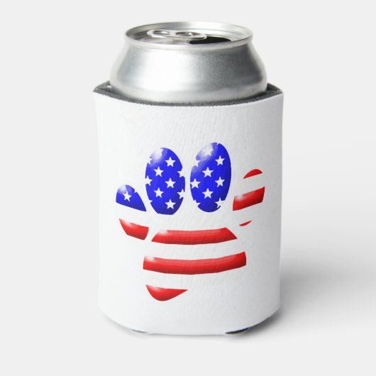 米国国旗の犬のポープリント 缶クーラー (缶裏面)