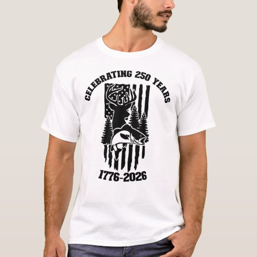 米国国旗の狩りと魚釣り愛国心 Tシャツ (正面)