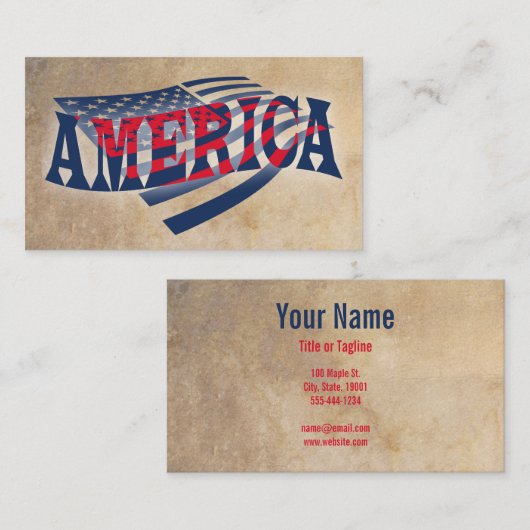 米国国旗の独立性 名刺 (正面/裏面)