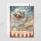 米国国旗の独立記念館リバティーベル ポストカード (正面/裏面)
