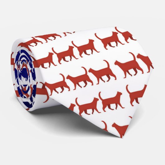 米国国旗の猫が赤く白く青い ネクタイ (ロール)