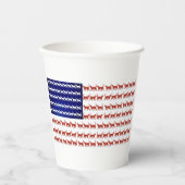 米国国旗の猫が赤く白く青い 紙コップ (正面)