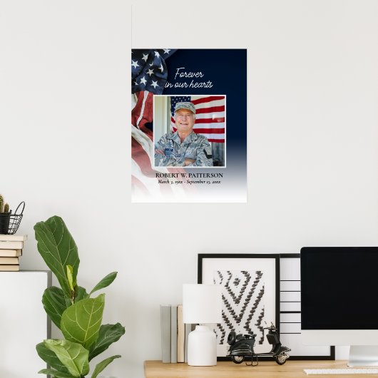 米国国旗の生活お祝い写真ダウンロード葬儀 ポスター (ホームオフィス)
