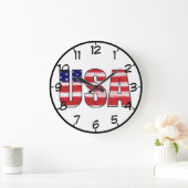 米国国旗の番号 ラージ壁時計 (ホーム)