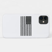 米国国旗の白黒ヴィンテージレトロ Case-Mate iPhoneケース (裏面(横))