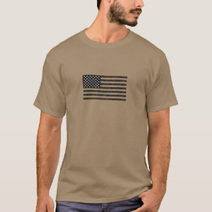 米国国旗の白黒ヴィンテージレトロ Tシャツ