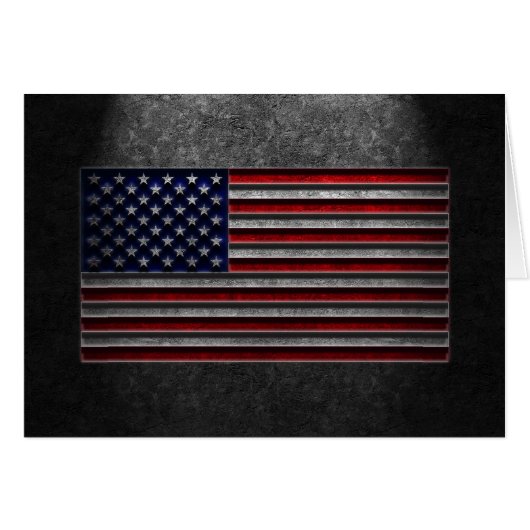 米国国旗の石の質感グリーティングカード (正面横)
