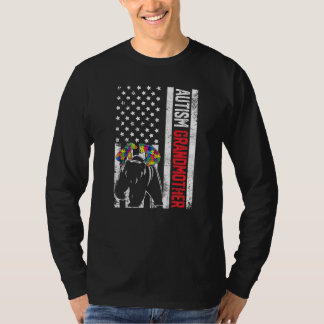 米国国旗の祖母が自閉症意識を持つFa Tシャツ