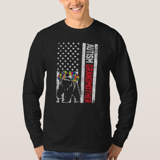 米国国旗の祖母が自閉症意識を持つFa Tシャツ (正面)