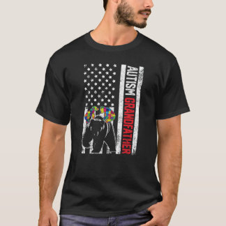 米国国旗の祖父が自閉症意識を持つFa Tシャツ