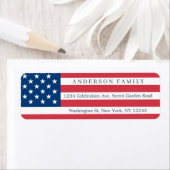 米国国旗の米国7月4日の愛国的演説 ラベル (インサイチュ)