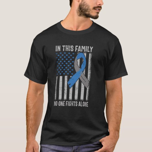 米国国旗の糖尿病型1認識度ファミリーサポート Tシャツ (正面)