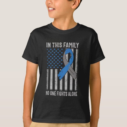 米国国旗の糖尿病型1認識度ファミリーサポート Tシャツ (正面)