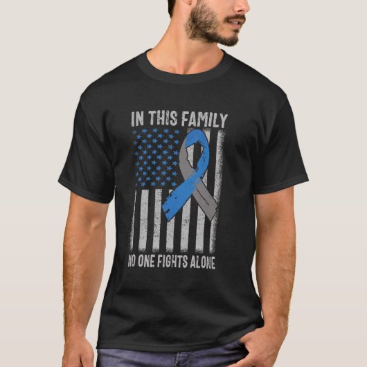 米国国旗の糖尿病型1認識度ファミリーサポート Tシャツ (正面)