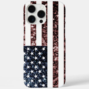米国国旗の素朴な赤フェイクい輝きらきら光るき iPhone 16 PRO MAXケース