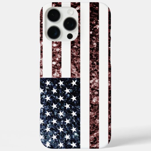 米国国旗の素朴な赤フェイクい輝きらきら光るき Case-Mate iPhoneケース (裏面)