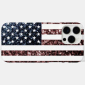 米国国旗の素朴な赤フェイクい輝きらきら光るき Case-Mate iPhoneケース (裏面 (横))