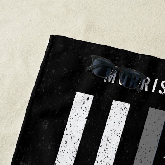 米国国旗の細い灰色の線動揺しての名前 ビーチタオル (インサイチュ)