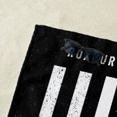 米国国旗の細い白い線の動揺して名前 ビーチタオル (インサイチュ)