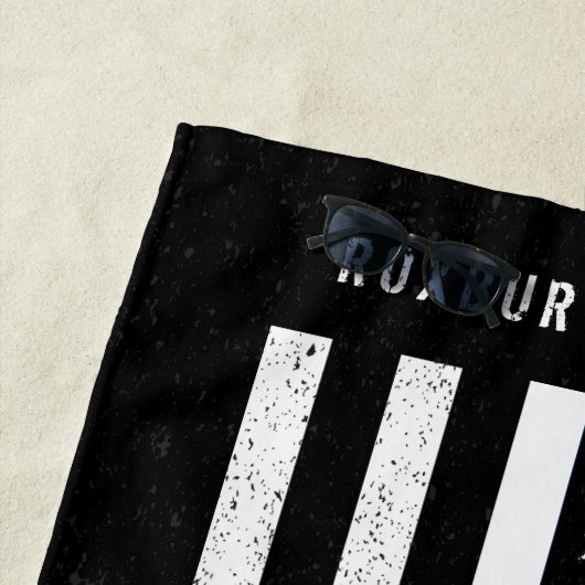 米国国旗の細い白い線の動揺して名前 ビーチタオル (インサイチュ)