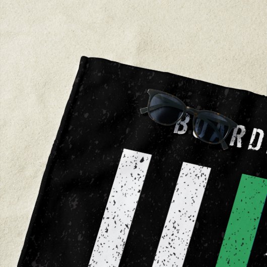 米国国旗の細い緑の線の動揺して名前 ビーチタオル (インサイチュ)