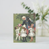 米国国旗の組合退役軍人ブーケフラワー ポストカード (スタンド正面)