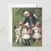 米国国旗の組合退役軍人ブーケフラワー ポストカード (正面/裏面)