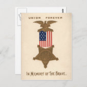 米国国旗の組合、内戦メダルイーグル ポストカード (正面/裏面)