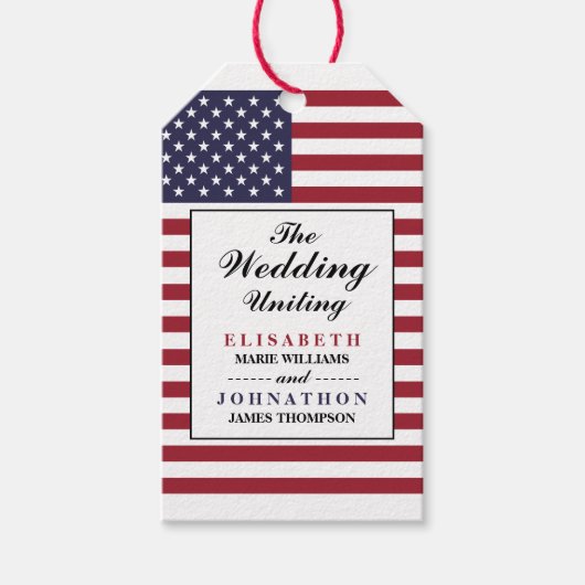 米国国旗の結婚式の引き出物 ギフトタグ (正面)