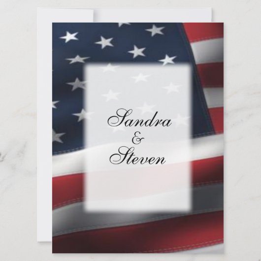 米国国旗の結婚式招待状軍隊テーマ 招待状 (裏面)