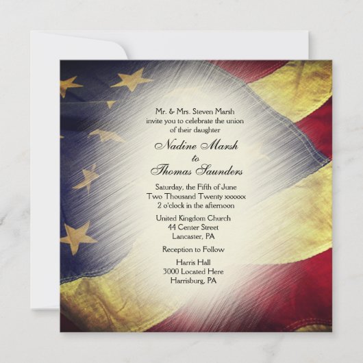 米国国旗の結婚式招待状（写真あり） 招待状 (正面)
