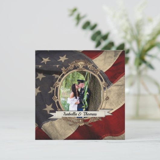 米国国旗の結婚式招待状（写真2） 招待状 (スタンド正面)