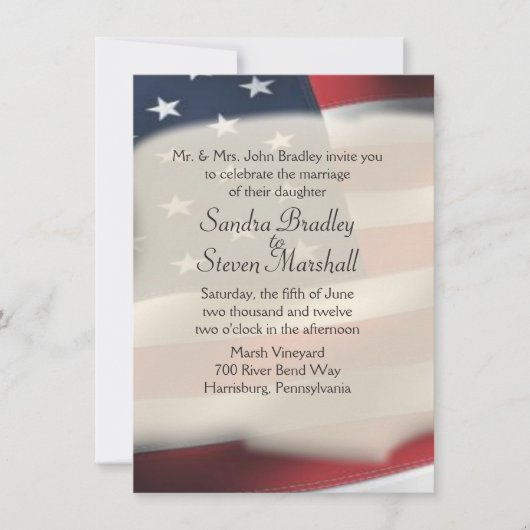 米国国旗の結婚式招待状 招待状 (正面)