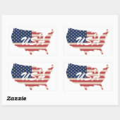 米国国旗の統一された州地図7月4日 長方形シール (シート)