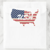 米国国旗の統一された州地図7月4日 長方形シール (バッグ)
