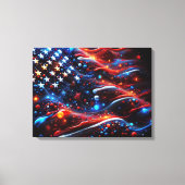米国国旗の絵を描（ばちゃばちゃ）跳ねる キャンバスプリント (正面)