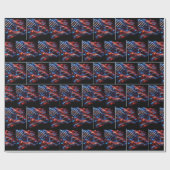 米国国旗の絵を描（ばちゃばちゃ）跳ねる ラッピングペーパー (フラット)