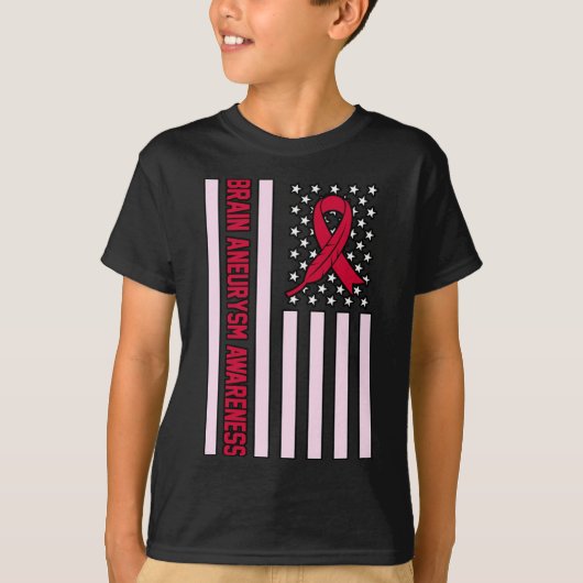 米国国旗の脳動脈瘤認識度月サポーター Tシャツ (正面)