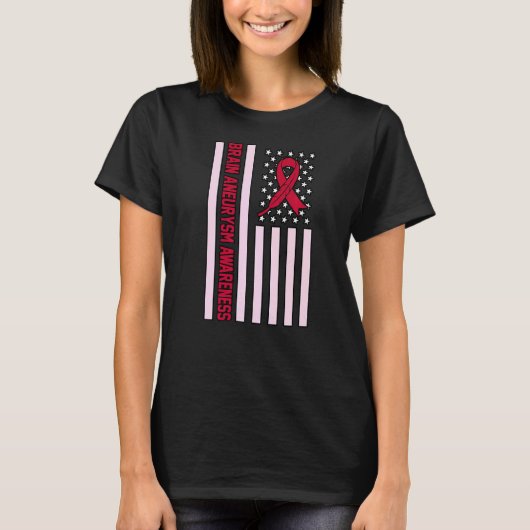 米国国旗の脳動脈瘤認識度月サポーター Tシャツ (正面)
