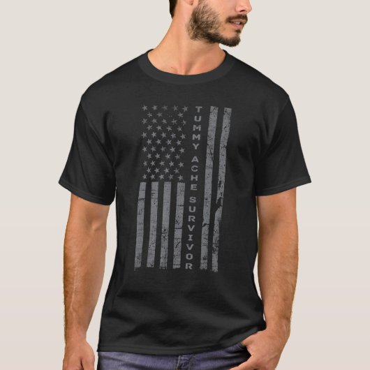 米国国旗の腹痛生存腹痛胃 Tシャツ (正面)