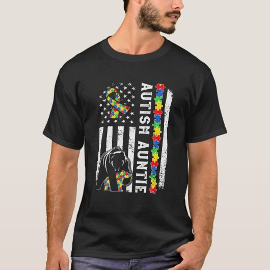 米国国旗の自閉症アンティ家族が自閉症を負う Tシャツ (正面)