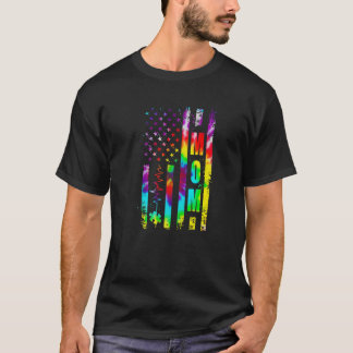 米国国旗の自閉症啓発ママ支援絞り染め Tシャツ