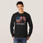 米国国旗の芝刈り機ヴィンテージ木工学者ヤードワークラ Tシャツ (正面フル)