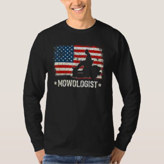 米国国旗の芝刈り機ヴィンテージ木工学者ヤードワークラ Tシャツ